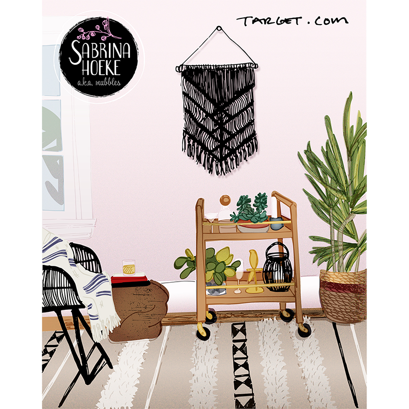 Boho Room Interior Illustration