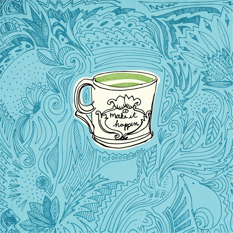 Doodle-style Coffee Cup