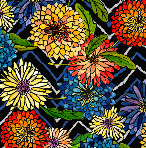 Bold Floral and Zig Zag Pattern